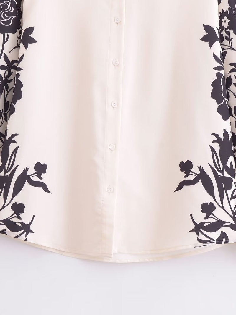 ’s Side Print Suit Shirt Pants Loose Suit for Spring Autumn