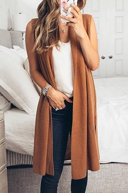Patchwork Basic V Neck Vests(4 Colors)