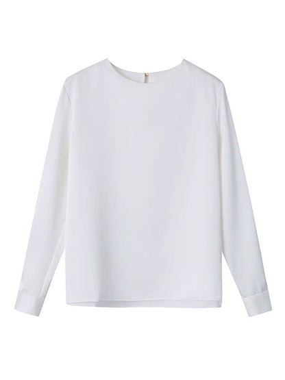Long Sleeves Loose Color Round-neck Blouses&shirts Tops