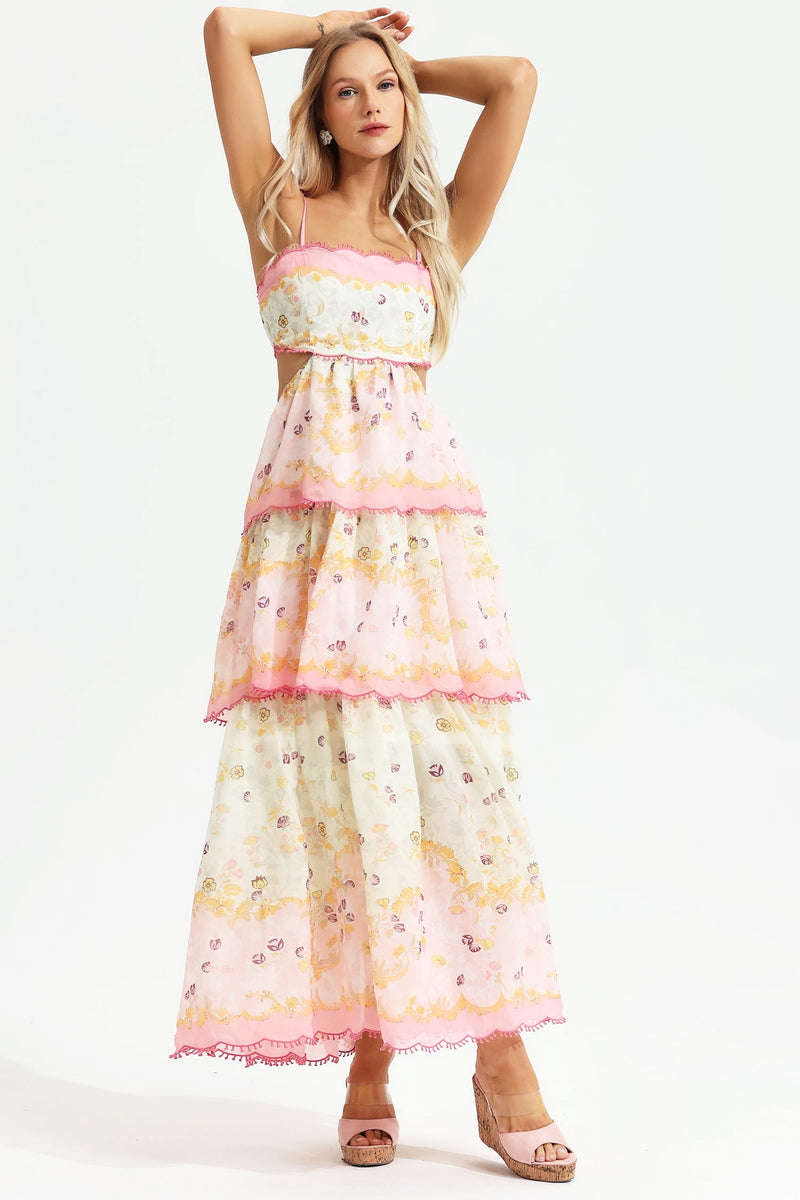 Cami Tiered Ruffle Hem Backless Maxi Dress