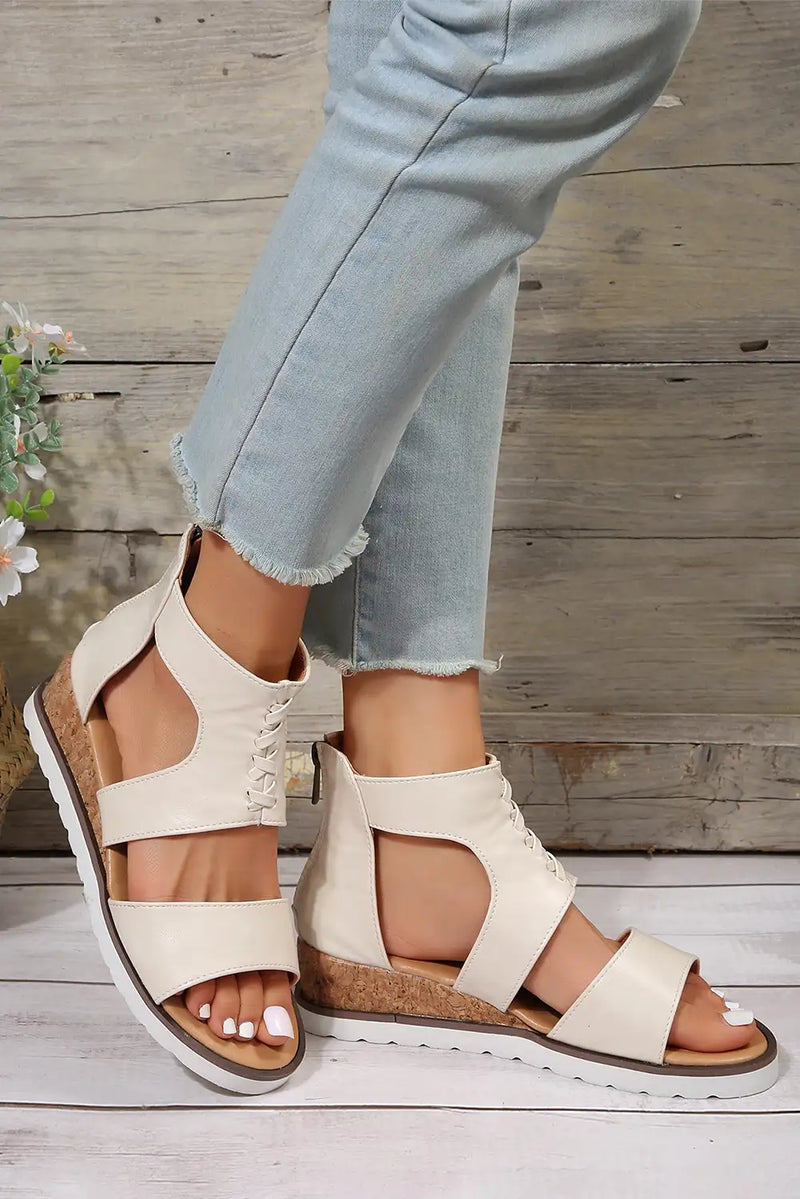 White Leather Gladiator Sandals
