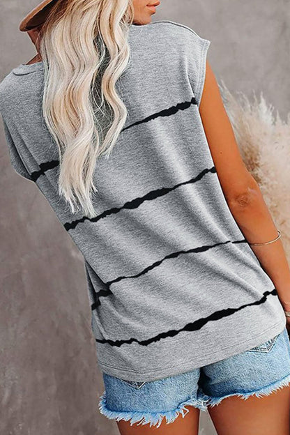 Street Striped Split Joint O Neck T-shirts(4 Colors)