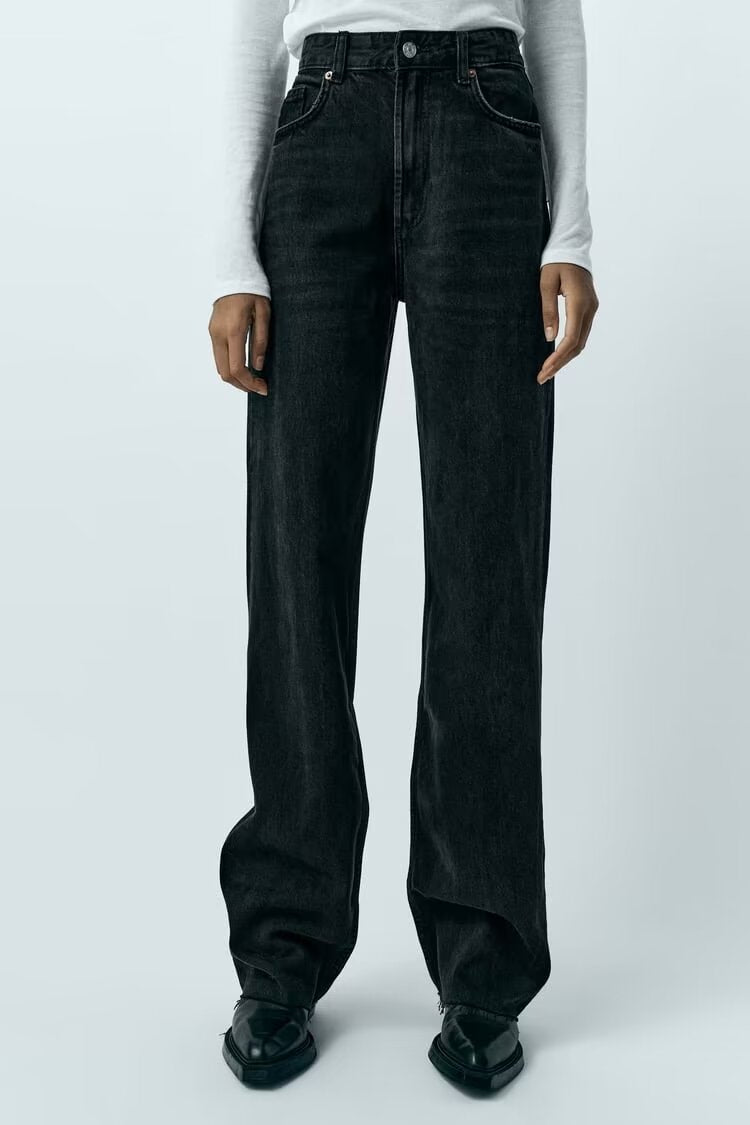 Fall Clothing Wide Leg Mid Waist Long Jeans – High Waisted Denim Pants