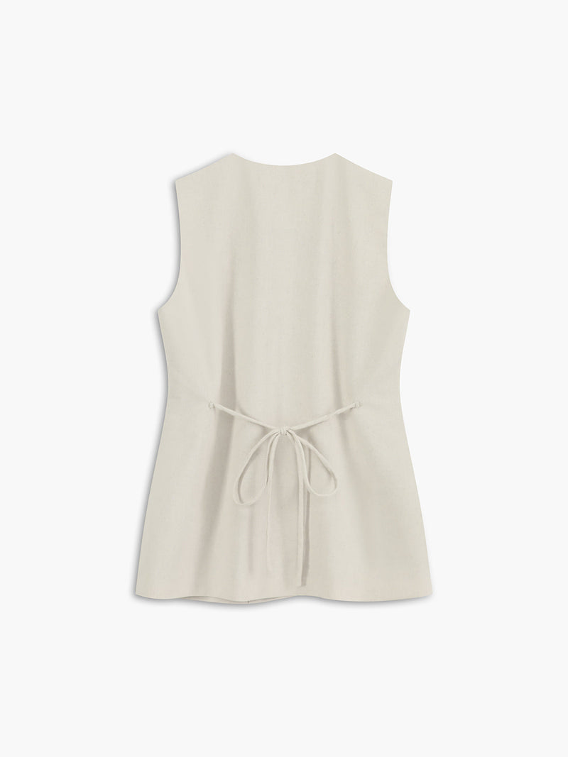 Cotton & Linen Button-front Vest