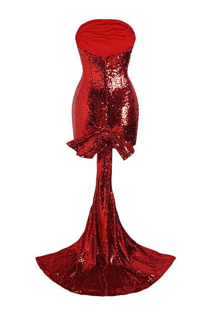 Antonia Bow-tie Draped Sequins Mini Dress