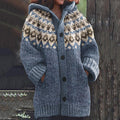Icelandic Ethnic Pattern Knitted Hooded Cardigan elevenforest