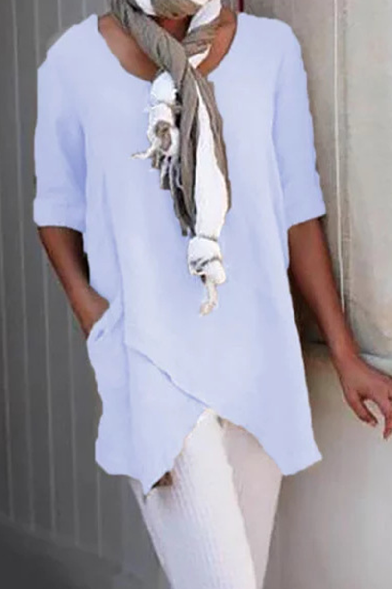 Patchwork O Neck T-shirts(6 Colors)