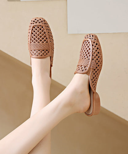 New Apricot Hollow Out Breathable Slide Sandals Ap1058