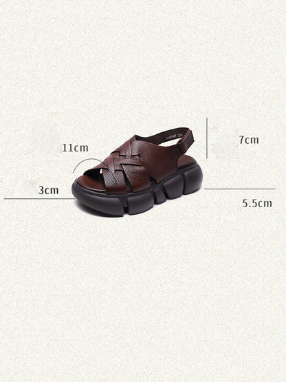 Summer Leather Spliced Platform Sandals Bn1001
