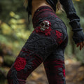 Women's Vintage Sugar Skull And Rose Pattern Comfortable Leggings elevenforest