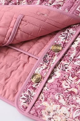 Print Crew Neck Padded Coat