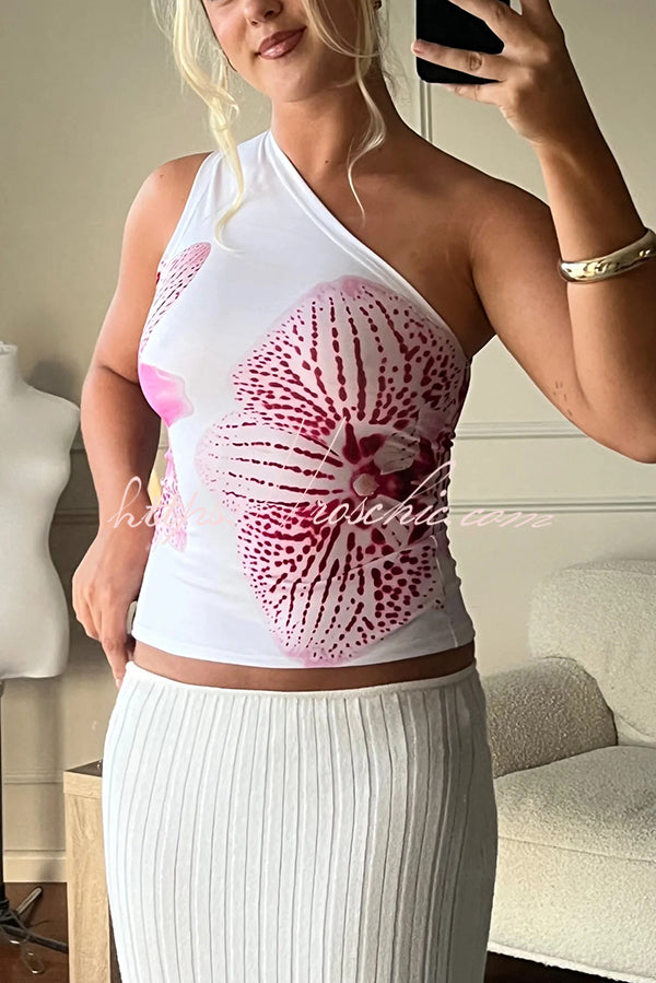 View Like You Print One Shoulder Stretch Tank