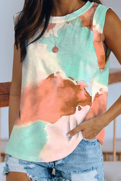Tie Dye Basic O Neck T-shirts