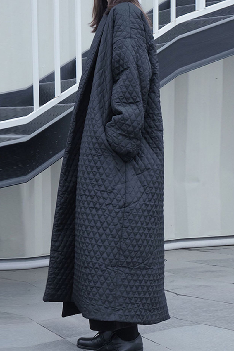 Pocket Texture Turndown Collar Overcoat