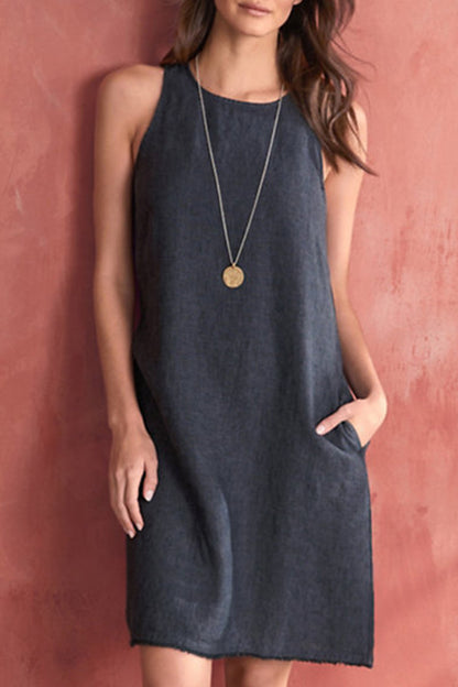 Basis Color O Neck Vest Dress Dresses(5 Colors)