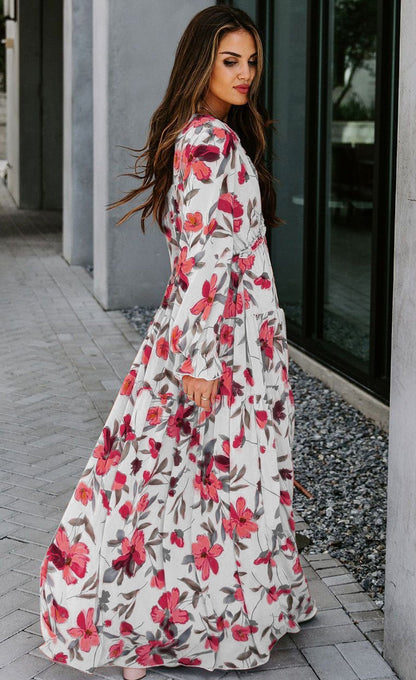 Dale Printed V-neck Tiered Maxi Dress