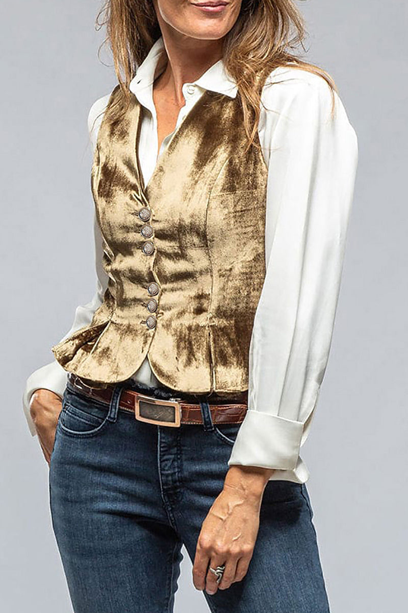 Daily Color Buttons V Neck Waistcoats(no Shirt)