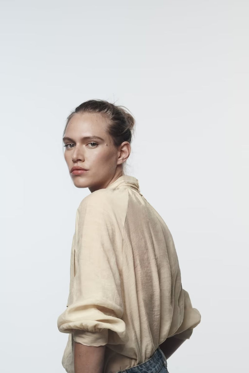 Fall a Bow Tie Collar Blouse Top Shirt