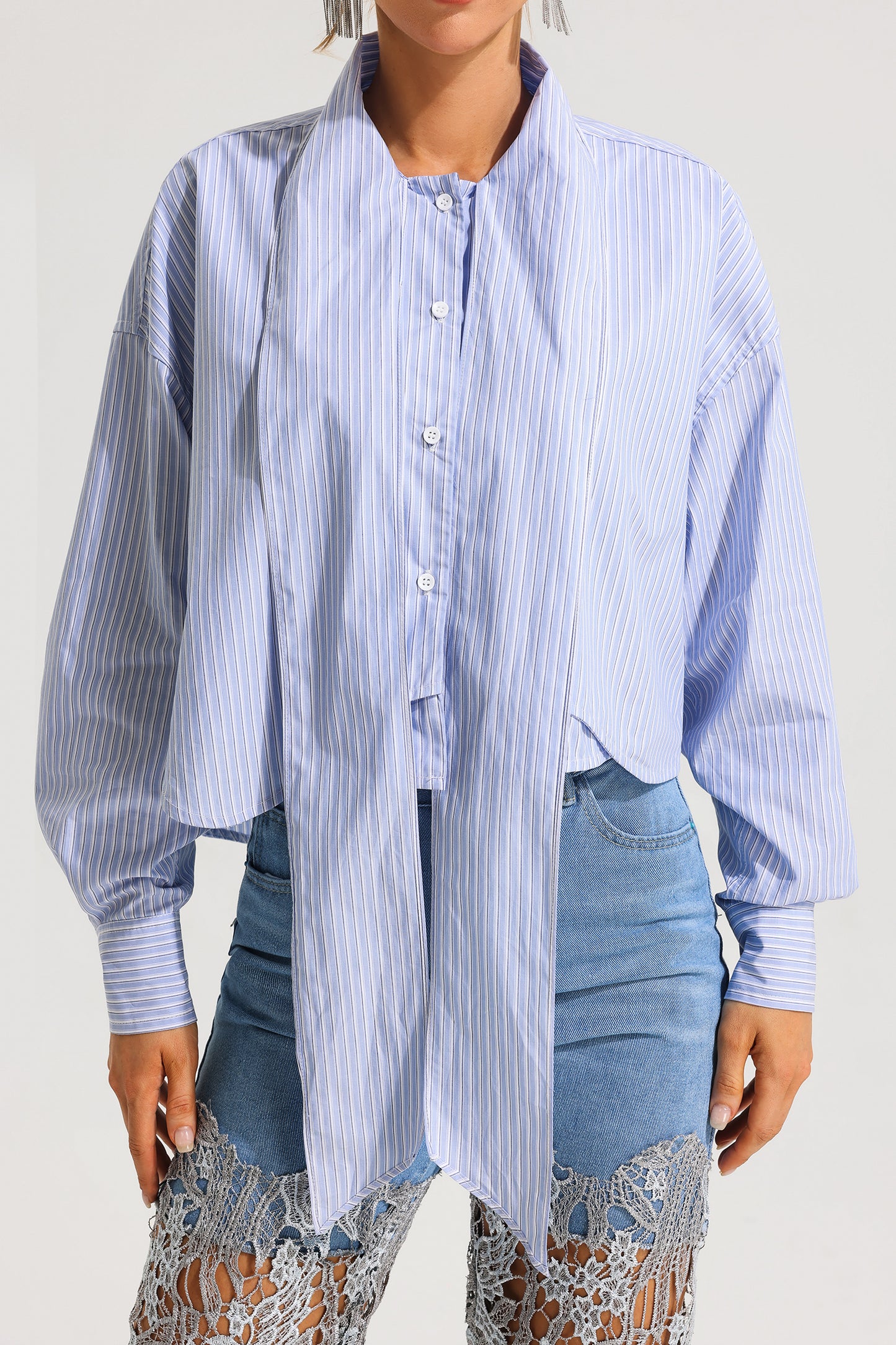 Stripe Embellished Long Sleeve Top