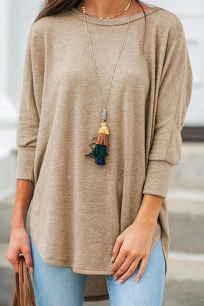 Basic Asymmetrical O Neck T-shirts(7 Colors)
