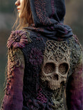 Vintage Skull Floral Celtic Gradient Cozy Knit Hooded Sweater artswardrobe