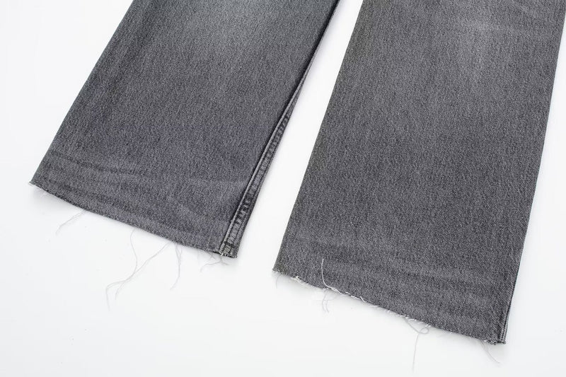 Fall Clothing Wide Leg Mid Waist Long Jeans – High Waisted Denim Pants