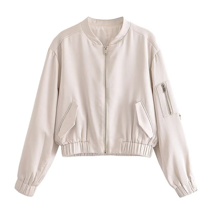 Summer Clothing Stand Collar Long Sleeve Bomber Jacket Working Pants Set – Stylish Outfit for