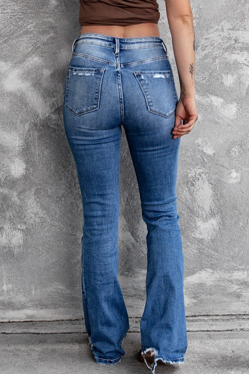 Ripped High Waist Regular Denim Jeans