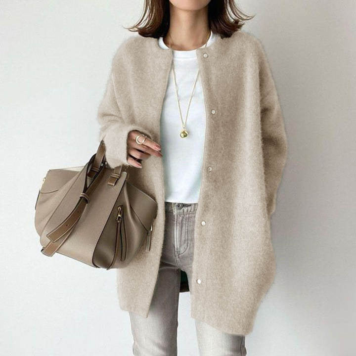 Retro Solid Color Loose Button Pocket Knitted Cardigan elevenforest