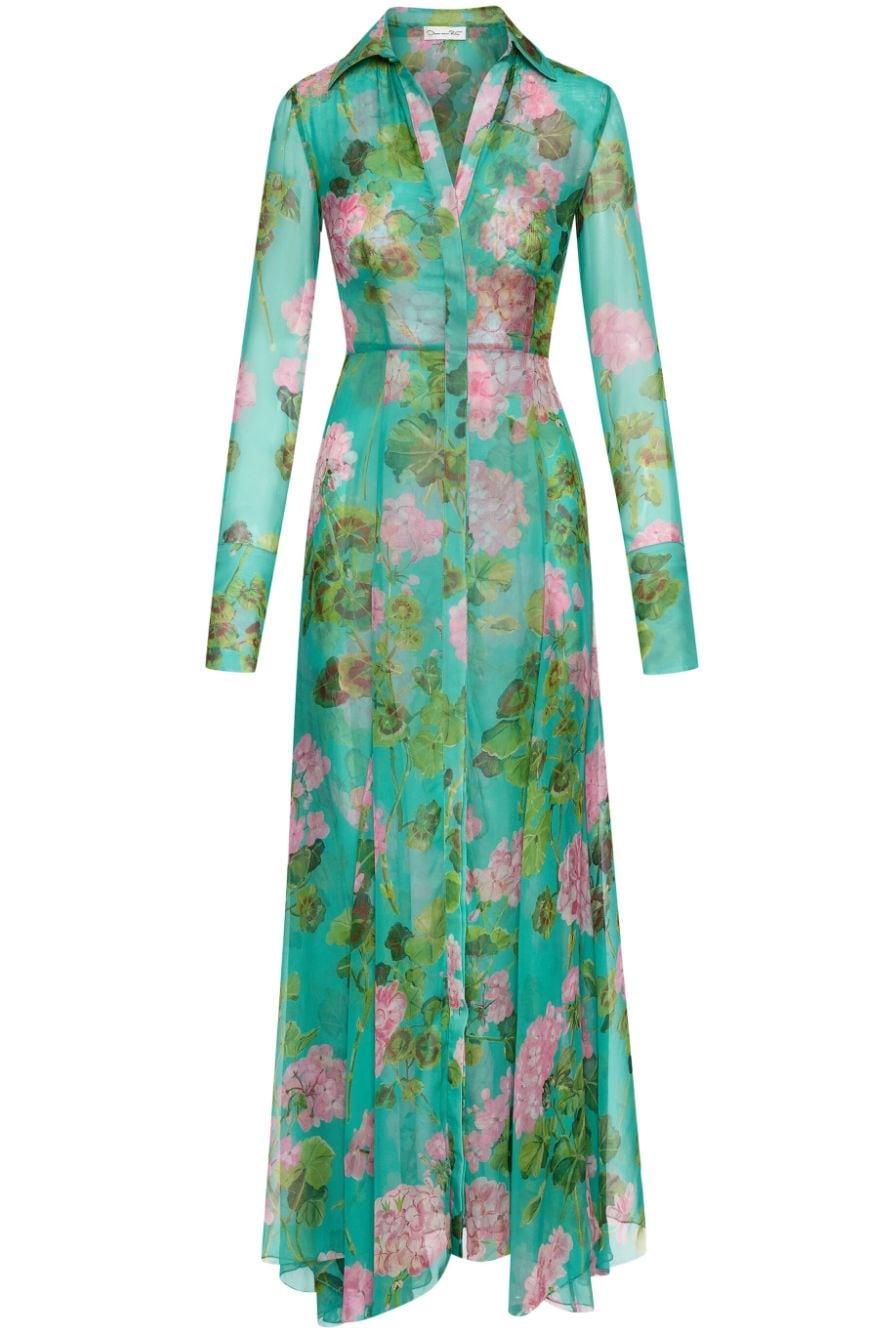 Lantern Sleeve Lapel Buckle Maxi Dress
