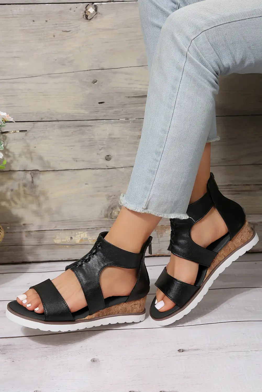 Black Crisscross Gladiator Sandals
