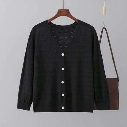 Ice Silk Knitted Cardigan Summer Matching Skirt Anti Loose Shawl Air Conditioning Shirt Outer Wear Thin Coat Top