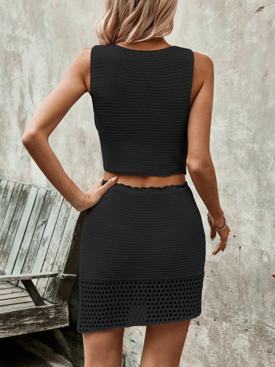 Balvin Crochet Knit Matching Set - Black