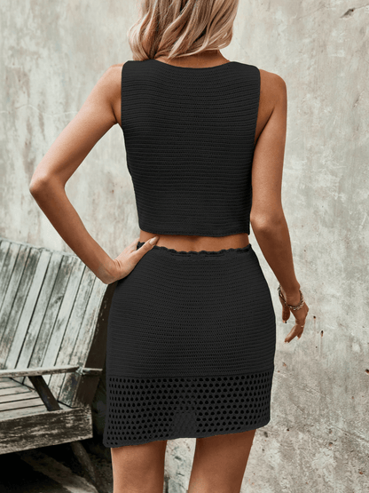 Balvin Crochet Knit Matching Set - Black