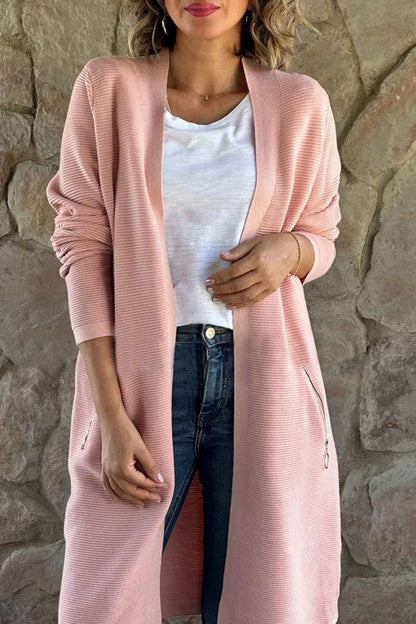 Color Knitted Sweater Long Coat
