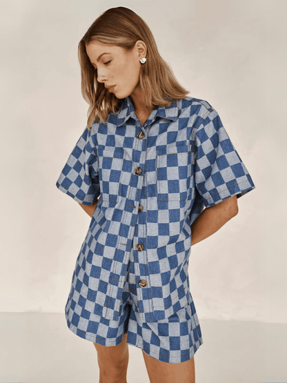Coco Check Color Block Denim Matching Sets