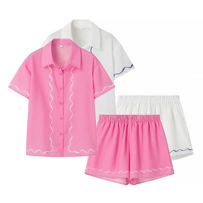 Summer Collared Short Cardigan Shirt Two Piece Suit – and Comfortable