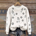 Lovely Paw Prints On Snow Fuzzy Plush Sweatshirt