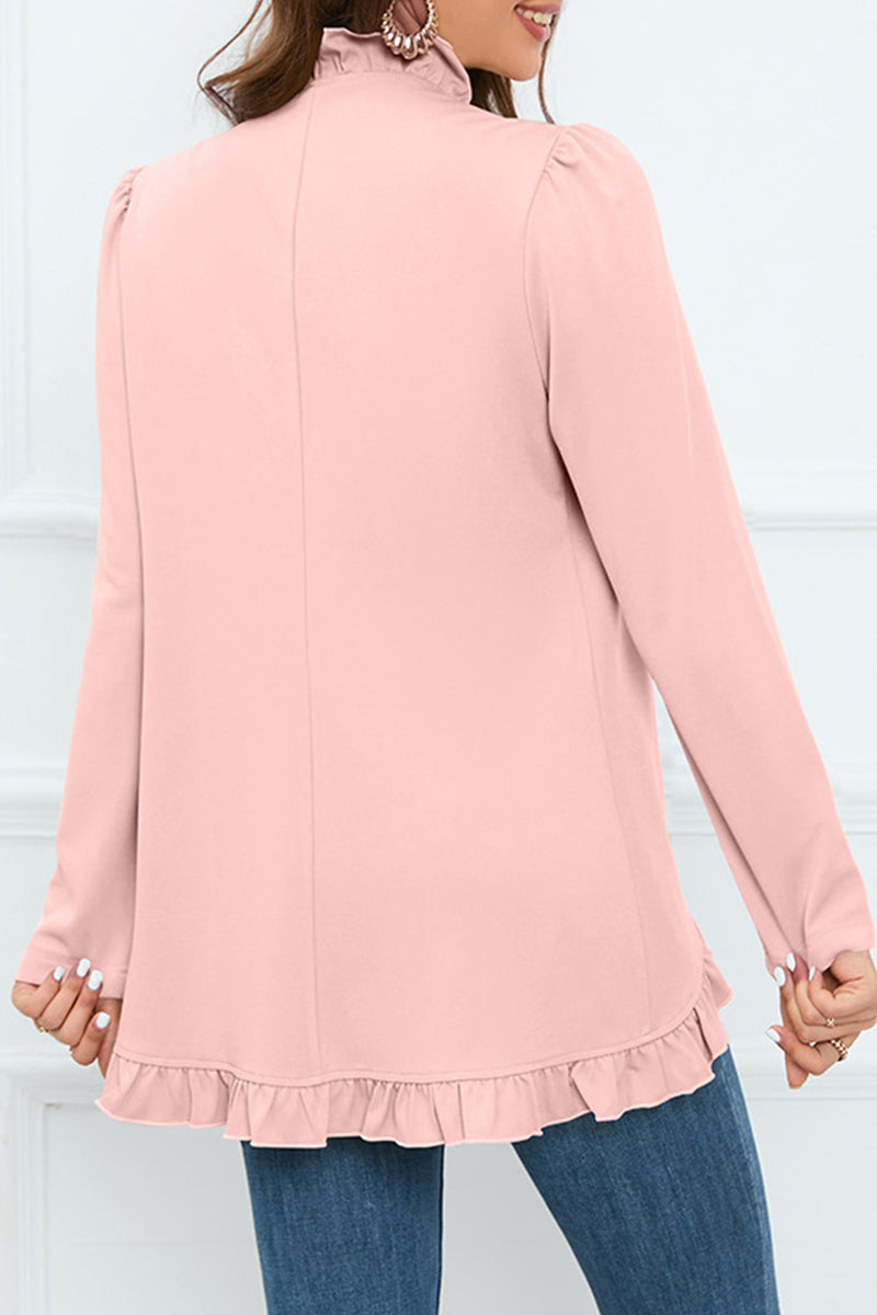 Buckle Flounce Lotus Leaf Collar Outerwear