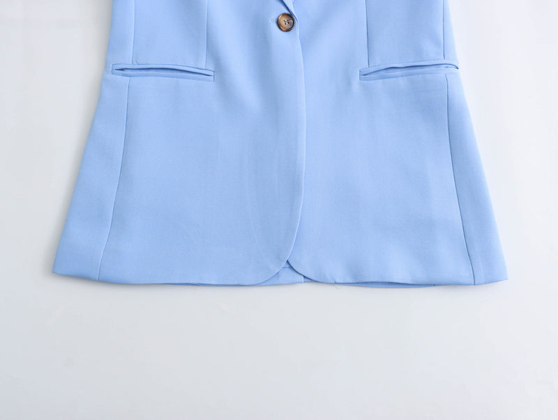 Spring Straight Cut Blazer Vertical Straight Leg Pants Suit – and Stylish Outfit for