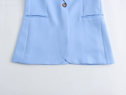 Spring Straight Cut Blazer Vertical Straight Leg Pants Suit – and Stylish Outfit for