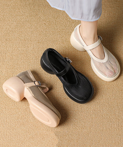 Boutique Splicing Chunky Sandals Black Breathable Mesh Ag1028