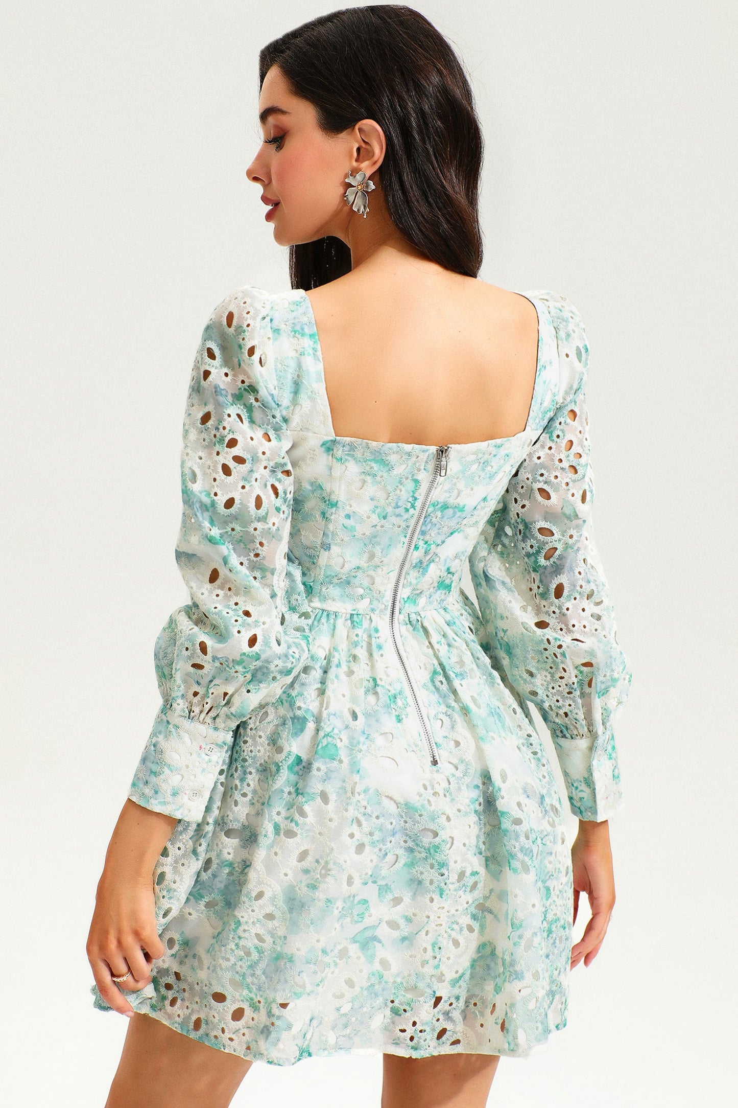 Puff Long Sleeve Ruffle Mini Dress