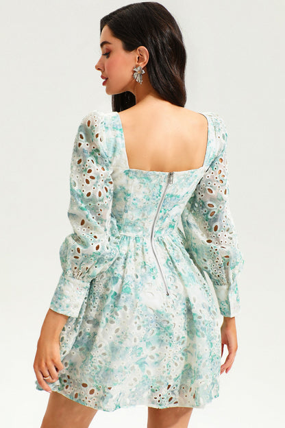 Puff Long Sleeve Ruffle Mini Dress