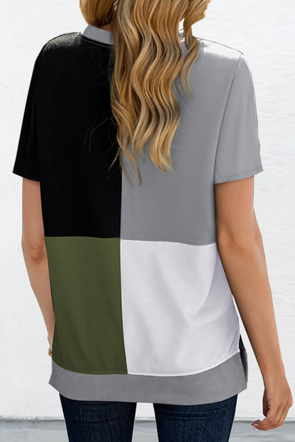 Split Joint O Neck T-shirts(2 Colors)