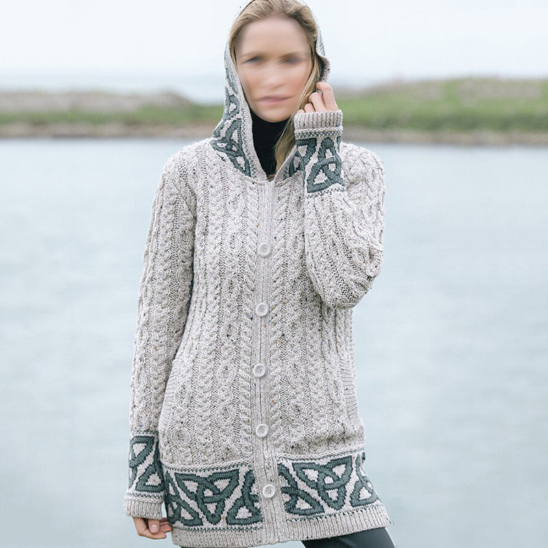 Vintage Celtic Jacquard Knit Cardigan Sweater artswardrobe