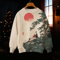 Comstylish Men's Japanese Style Santa Claus Calligraphy Print Cozy Sweatshirt