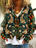 Easter Bunnies and Carrots Embroidery Cozy Cardigan artswardrobe