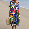 Comstylish Women's Dog Art Print Casual Midi Dress