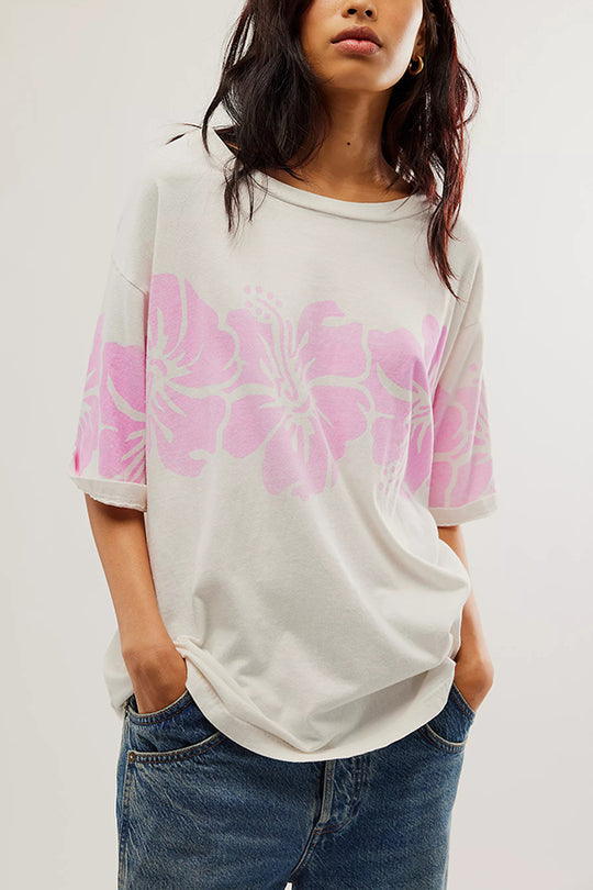 Print Loose Round Neck Short Sleeve T-shirt